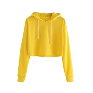 <b>Cheap</b> Price Loose Long Sleeve Pullover Crop Top Hoodies Polyester Cotton Blank Oversize OEM Custom Women Crop Top Hoodies - Product Image 3