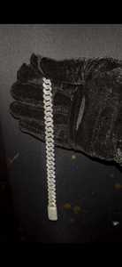 VVS Round Brilliant Cut <b>Bracelet</b> 925 <b>Sterling</b> <b>Silver</b> Cuban Link Hip Hop Jewelry Handmade Unisex Moissanite <b>Bracelet</b> - Product Image 3