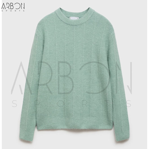 Pull-over en tricot à col rond motif chevron, chaud et doux, de haute qualité, mode durable, cadeau pour homme, hiver 2026 - Product Image 4