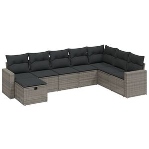 Conjunto de Sofá Grande para Jardín en Poliratán Gris con Acero con Recubrimiento en Polvo, Muebles Elegantes para Exteriores - Product Image 2