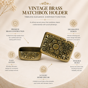 Antique Brass Floral Engraved <b>Matchbox</b> Holder Decorative Metal Match Case Luxury Home Decor Accessory for Candles Fireplace Use - Product Image 5