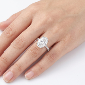 Bague en diamant de laboratoire taille ovale couleur D, or massif 9K 14K 18K, 4g, certifiée IGI, classique, pour femme, mariage, fiançailles, bijoux fins - Product Image 2