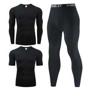 Ensemble de 2 pièces de vêtements de sport unisexes à compression, manches longues, respirant, extensible, imperméable, pour adultes - Product Image 3