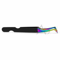 Pince à cils en L pour extensions de cils, en acier inoxydable, prise en main parfaite, impression de logo personnalisée, service OEM