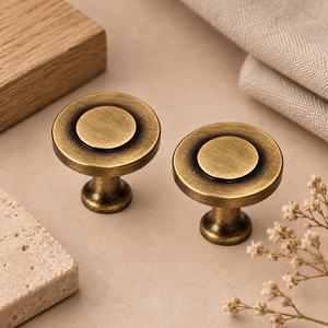 SHUBHAM Antique Brass Cabinet Knob 38mm Round Vintage Drawer Pull Handle for Kitchen Cabinet Wardrobe <b>Dresser</b> Furniture - Product Image 5
