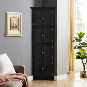 Modern Black <b>Tall</b> <b>Storage</b> Cabinet with 4 Shelves and Doors for Living Room Kitchen Office Bedroom Bathroom - Product Image 1