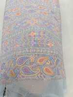 Tissu Georgette Multicolore avec Broderie Sifli, 65 GSM, Largeur 44 Pouces, Matériau Imprimé Sifli pour Costumes de Créateurs et Vêtements Ethniques