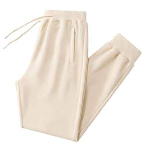 Pantalon de survêtement en mélange de coton pour tous les jours, coupe décontractée, ourlet ouvert, cordon élastique, pantalon de loisirs pour l'hiver - Product Image 4