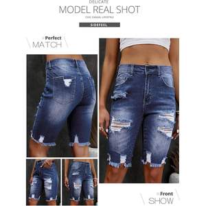 2025 femmes été Denim pantalon Zimbaplatine Jean Shorts bouton décor taille haute décontracté Sexy Style Bermuda Shorts ourlet brut - Product Image 4