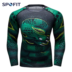 Custom Long Sleeve Rash Guard <b>Men</b> Sublimation BJJ MMA <b>Compression</b> <b>Shirt</b> Quick Dry UV Protection Gym Training Rash Guard OEM ODM - Product Image 1