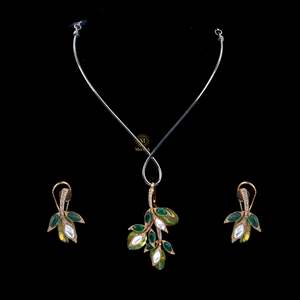 Lisa Polki Designer <b>Gold</b> Plated Zircon Necklace and <b>Earring</b> <b>Set</b> for Wedding and Festival - Product Image 5