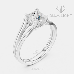 Bague de fiançailles en or blanc 14 carats avec diamant de laboratoire de 1,00 carat, coupe princesse, 4 griffes, bague de mariage, bijoux fins, certifiée IGI - Product Image 2