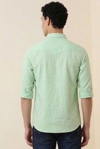Camisa Casual de Verano para Hombre Enovate, Cuello Clásico, Manga Larga, Color Sólido, Transpirable, Tejido de Algodón - Product Image 3