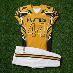 Custom American Football Jersey Set Black <b>Gold</b> Uniform Padded Football Pants <b>Number</b> 44 Teamwear OEM ODM Wholesale Sportswear - Product Image 6