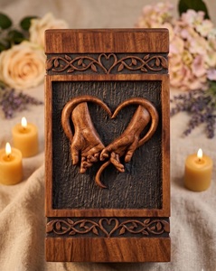 Hand Hand Heart Carved Wooden Urn for Human Pet Baby Ashes Eternal Love <b>Memorial</b> <b>Box</b> Handcrafted Solid Wood Eco-Friendly Durable - Product Image 6