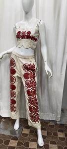 Conjunto Casual Bohemio de 2 Piezas para Mujer, Bordado, Sólido, 100% Algodón Chifón, Top sin Mangas con Cuello Redondo y Pantalones de Corte Regular - Product Image 2