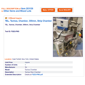 TEL Tactras Vigus Chamber ATC MM0011 Strip Chamber - อุปกรณ์และอะไหล่เซมิคอนดักเตอร์ระดับโลกที่เชื่อถือได้ - Product Image 2