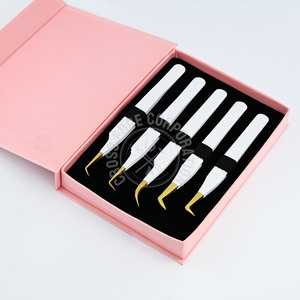 ขนตาต่อเส้นใยปลาย90องศาขนตาแหนบเส้นใยจับขนตาแต่ละชิ้นแหนบแยกโค้งสแตนเลส - Product Image 1