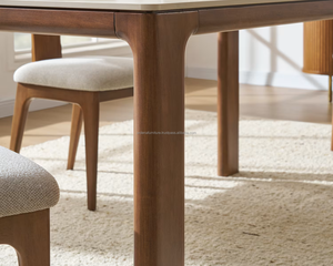 Juego de Comedor Moderno y Duradero de Madera, 5 Piezas, Estilo Mid-Century, Sillas con Respaldo Cruzado, Mesa Rectangular, Muebles para el Hogar No Plegables - Product Image 3