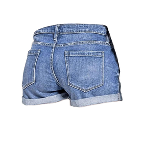 Shorts en jean taille haute pour femme, coupe droite, ajustement régulier, en coton délavé, couleur unie, style décontracté d'été - Product Image 1
