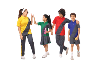 Conjunto de uniforme de ropa deportiva escolar hecho a medida para unisex, incluye Camiseta de cuello redondo y pantalones de chándal - Product Image 3