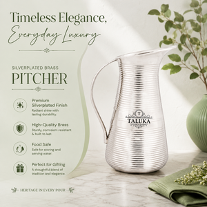 High Quality Designer 50 oz Full Ribbed Silver Plated Brass Water Jug | Premium Wholesale Pitcher for Home, Hotel & Dining - Product Image 3
