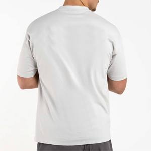 T-shirt pour homme en coton mélangé gris clair à col rond, manches courtes, décontracté, séchage rapide, personnalisable - Product Image 3