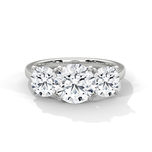 Bague classique à trois pierres en moissanite, taille brillant rond, sertie à griffes, bijoux de fiançailles pour femme - Product Image 1