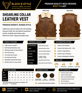 Gilet en cuir véritable premium avec col en peau de mouton, veste de motard d'hiver, gilet chaud personnalisé pour l'extérieur, vente en gros - Product Image 5