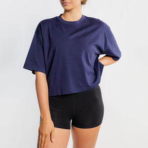 Top Corto para Mujer, para Danza y Yoga, 100% Algodón, Corte Cuadrado Sexy, Estilo Holgado, Mangas Cortas, Camisetas Cortas para Mujer - Product Image 4