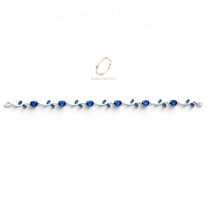 Pulsera de Lujo Azul Moderna con Circonitas y Flor de Tulipán, Bañada en Plata de 18K, Joyería de Latón con Piedras para Mujer, Regalo de Aniversario - Product Image 2