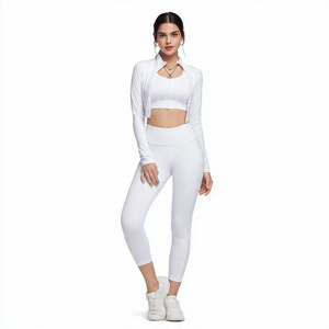 Women's Fitness <b>Yoga</b> Set 3 Piece Sportswear <b>Jacket</b> Bra Set Jogging & Running Quick Dry Active-wear Three Piece Set Women - Product Image 4