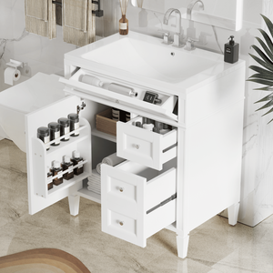 Mobile bagno moderno da 30 pollici con lavabo singolo integrato e 2 cassetti contenitore - Product Image 3