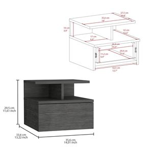 Adele nightstand ลอยน้ำได้พร้อมลิ้นชักและชั้นวางสำหรับเปิด - Product Image 3