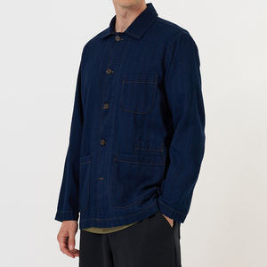Chaqueta de Mezclilla Tejida Transpirable para Hombre, Cuello Camisero, Cierre de Botones, Corte Regular, Color Sólido, Prenda Exterior Formal de Algodón - Product Image 5