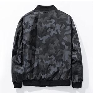 Chaqueta Bomber Deportiva Ligera de Corte Ajustado para Hombre con Diseño de Camuflaje Personalizado, Cuello Marinero, Cierre Frontal con Cremallera, Ecológica y Resistente al Viento - Product Image 2