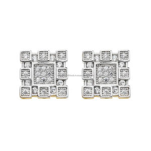 Boucles d'oreilles carrées en argent 925 avec diamants Moissanite, bijoux élégants et scintillants, cadeau de luxe pour femmes - Product Image 1