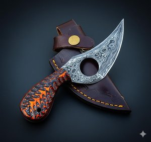 Cuchillo Zombie de Acero Inoxidable con Hoja Dentada de Punta Caída y Mango de Hueso, Grosor de Grado Industrial - Product Image 1