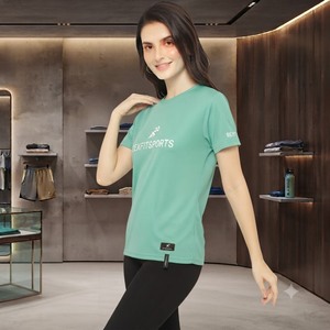 T-shirt d'entraînement pour femme REXFITSPORTS 2026, logo personnalisé, vêtements de sport respirants, t-shirt de course pour femme, marque privée - Product Image 4