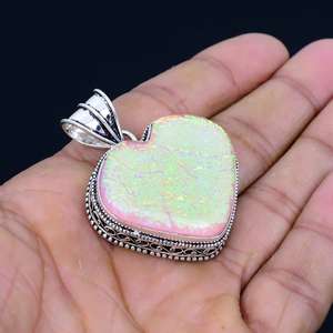 Pendentif cœur en opale triple australienne, fait main, en argent sterling 925, bijoux bohèmes, collier pour femmes, vente en gros - Product Image 2