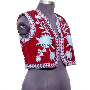 Chaleco sin mangas hecho a mano, ecológico, de algodón cotrize, para mujer, informal, para todas las estaciones, con bordado floral tradicional. - Product Image 2