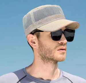 Unisex Breathable Cotton Mesh Sublimation Printed <b>Flat</b> Cap Casual Outdoor Summer <b>Hat</b> 56-58CM Black - Product Image 4