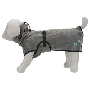 Albornoz para Perros de Tela de Rizo, Talla S 40 cm, Gris, para Limpieza y Baño de Mascotas - Product Image 4