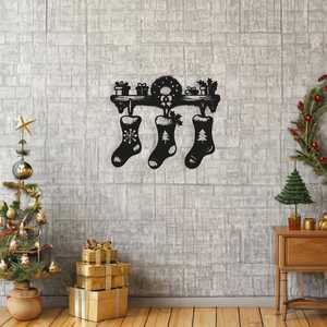 Adornos Navideños de Metal para Pared, Decoración Festiva con Calcetines de Fieltro - Product Image 6