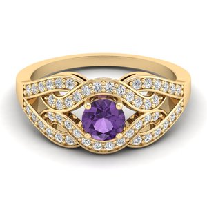 Bagues de fiançailles REYES en or massif 14 carats avec améthyste et moissanite pour femmes, nouveau design, bijoux fins, best-seller - Product Image 6