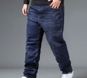 Jeans Extensibles Grande Taille pour Hommes, Coupe Droite, Denim Durable, Couleur Unie, Été Automne, Tenue Décontractée ou de Travail, Vente en Gros, Logo Personnalisé, En Gros - Product Image 2