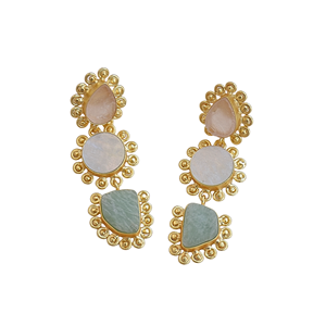 Pendientes de Perlas de Agua Dulce y Cuarzo con Baño de Oro y Constelaciones Bohemias de Laxmi Jeweller, Diseño Contemporáneo para Mujer - Product Image 6