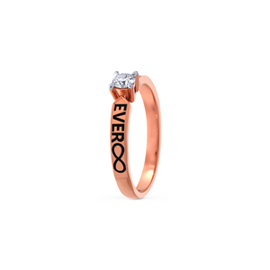 Anillo Halo Clásico Romántico en Oro Rosa con Racimo Completo de Diamantes y Acabado Pulido, Anillo Solitario de Eternidad - Product Image 4