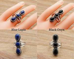 925 Sterling <b>Silver</b> 3-Stone Gemstone <b>Ring</b>: Boho <b>Statement</b> Jewelry - Product Image 3