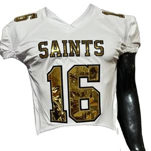 Camiseta de fútbol americano de talla grande bordada transpirable pantalones de sublimación estirables mangas cortas fotos reales-última moda - Product Image 1